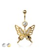 316L SURGICAL STEEL BUTTERFLY DANGLE BELLY BUTTON NAVEL RING 